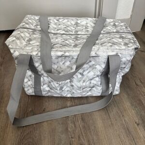 Thirty-One Fresh Market Thermal Tote Bag Gray White Brushstroke Insulated Cooler